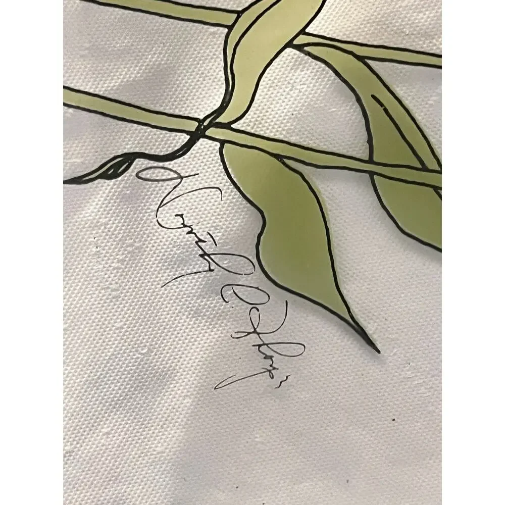 Mid Century Dorothy Thorpe Hand Painted 3 Section Glass Tray Floral - Signed